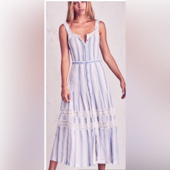 LoveShackFancy Dress M Eve Striped Maxi Prairie Dress $295 - Picture 2 of 13